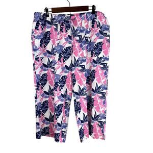 Fresh Produce Tropical Floral Capri Crop Pants Size XXL Knit Pull On Casual